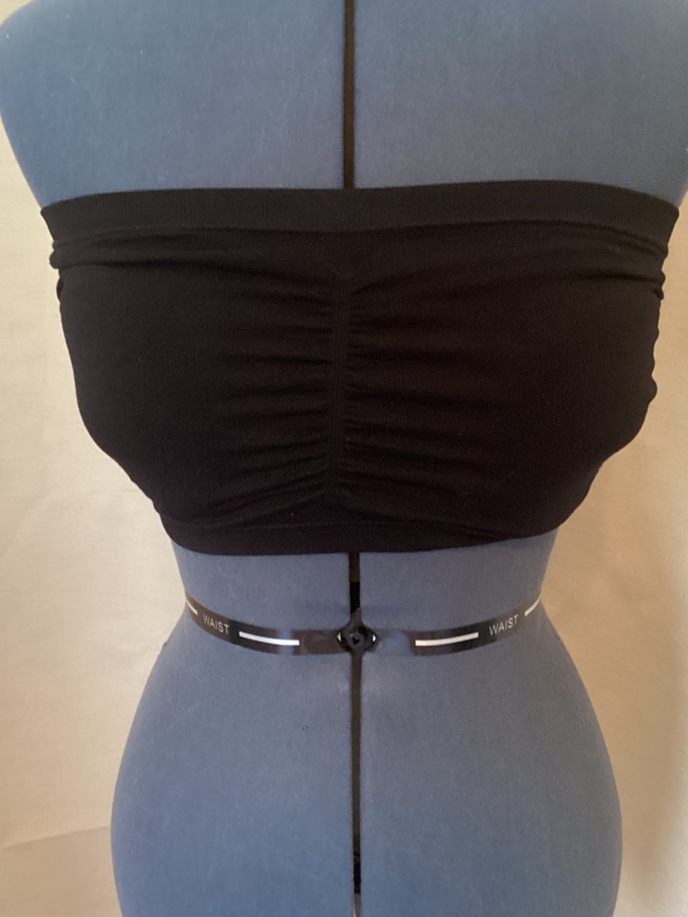 Strapless Black Ruched Bandeau Top - Women